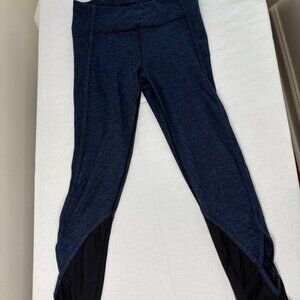 FP Free People Movement Blue Black Leggings Mesh Ankle Detail size S